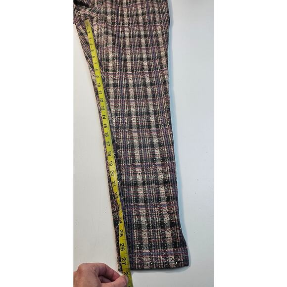 Zac & Rachel velour SOFT M Plaid Pants Tapered Leg Stretch Pull on festive comfy - Picture 5 of 9